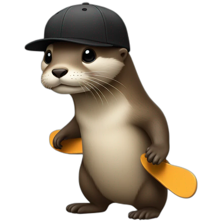 Otter with black cap and skateboards emoji