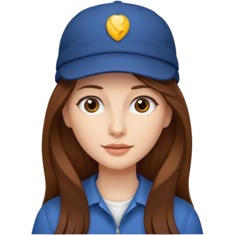  lady with long brown hair wearing a cap emoji
