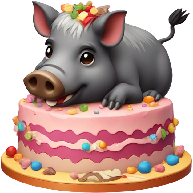 Boar eating cake  emoji