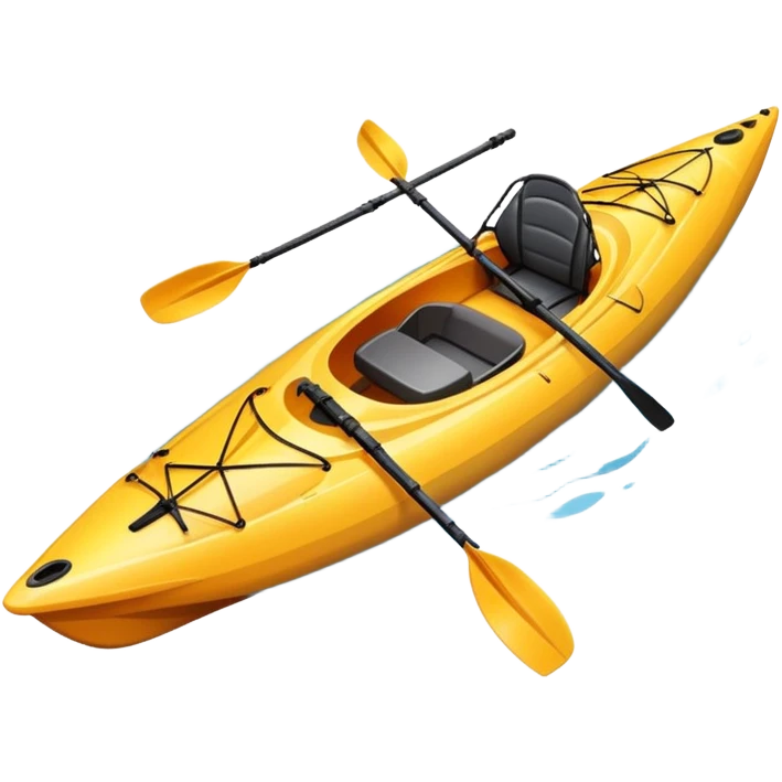 An icon showing a close-up of a sleek kayak with double-bladed paddles gliding through water. Splashes surround the boat as it cuts across a calm surface, symbolizing speed and focus. Transparent background emphasizes the dynamic and personal nature of kayak paddling. emoji
