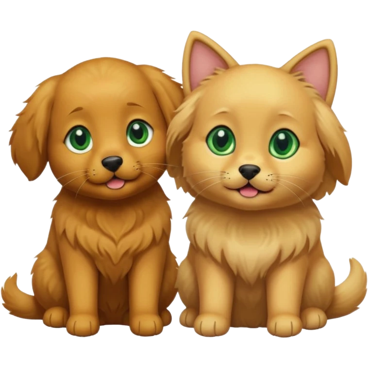 golden retriever and black cat with green eyes as couple emoji