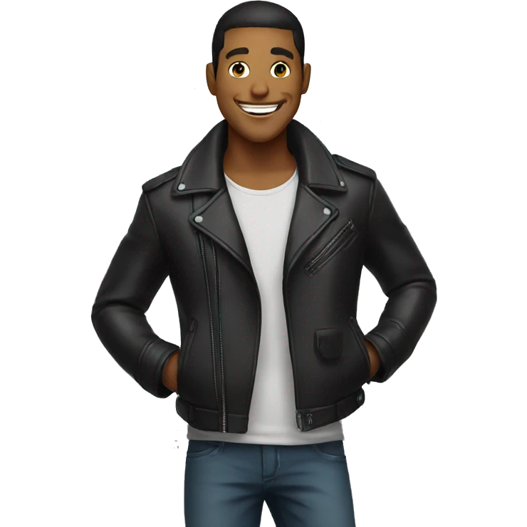 cool smile in leather jacket emoji