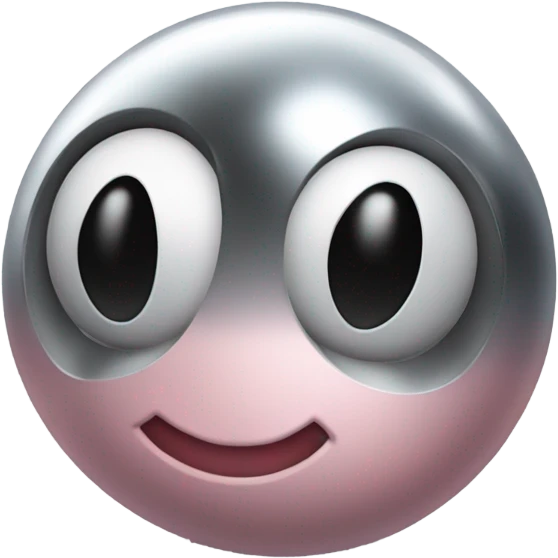 Metal cute black eyes Kirby ball driving on 4 car wheels emoji