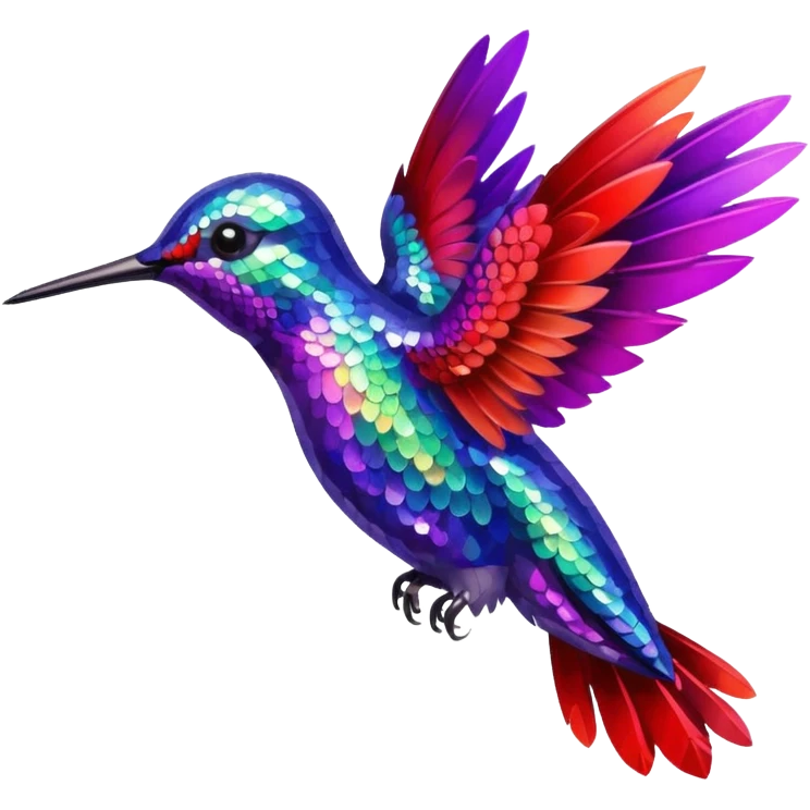 hummingbird with red and purple with glitter emoji