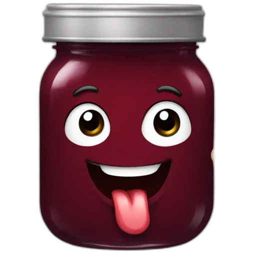 Student with his tongue hanging out and a jar of jam in his hands emoji