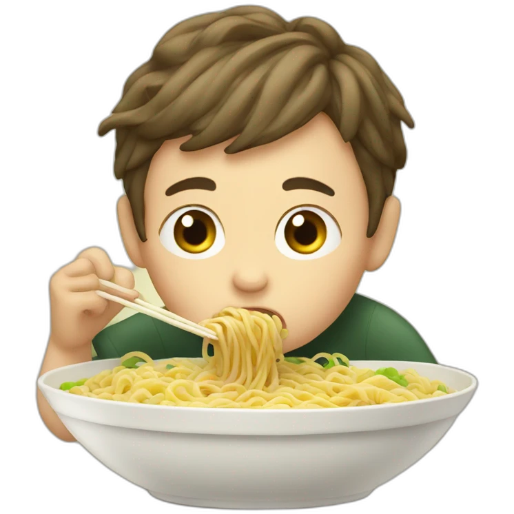 Boy slurping noodles emoji