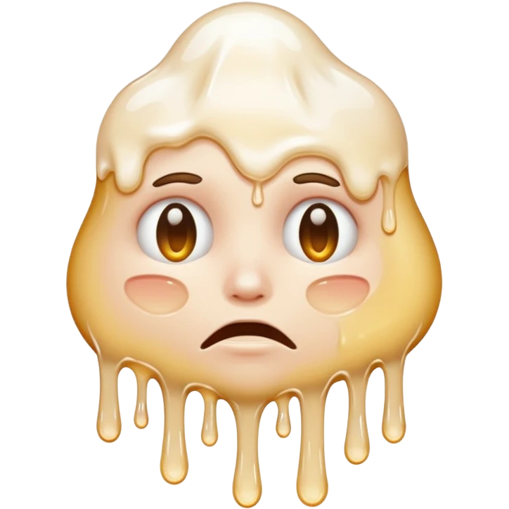 una faccina che si scioglie insinee a un liquido bianco emoji