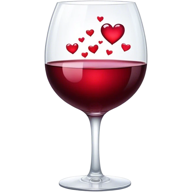 Sparkling hearts in a glass of wine  emoji