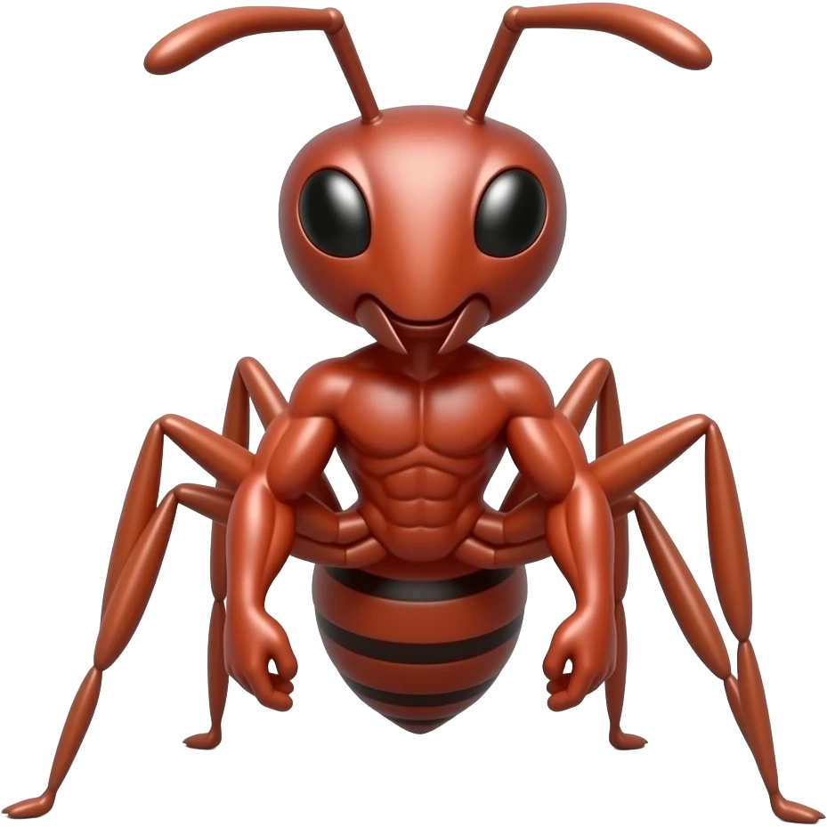 A red middle muscular ant, cartoon style emoji
