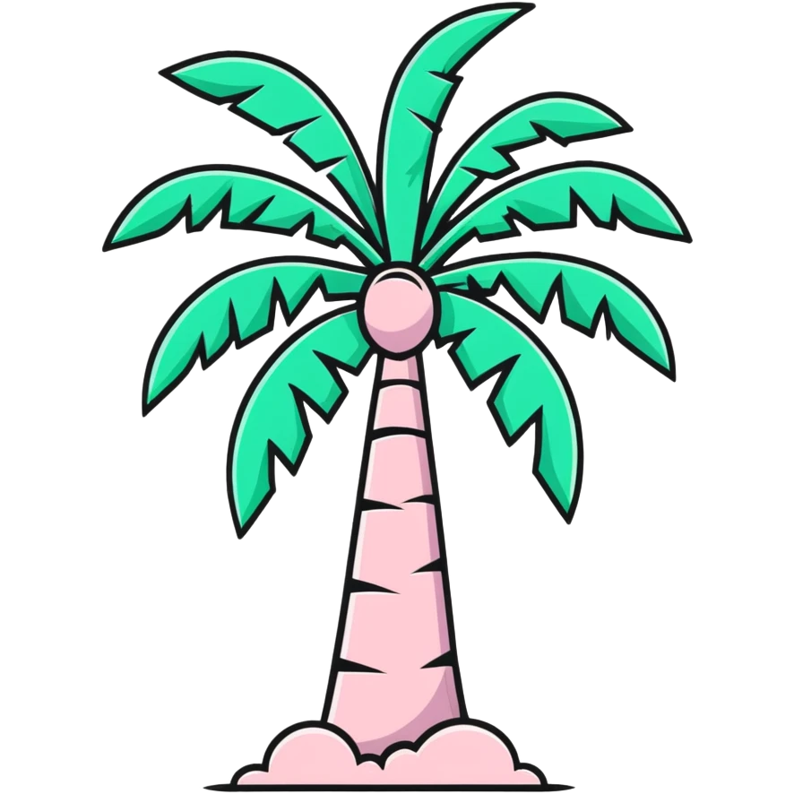 palm tree with pastel pink trunk and pastel green leaves emoji