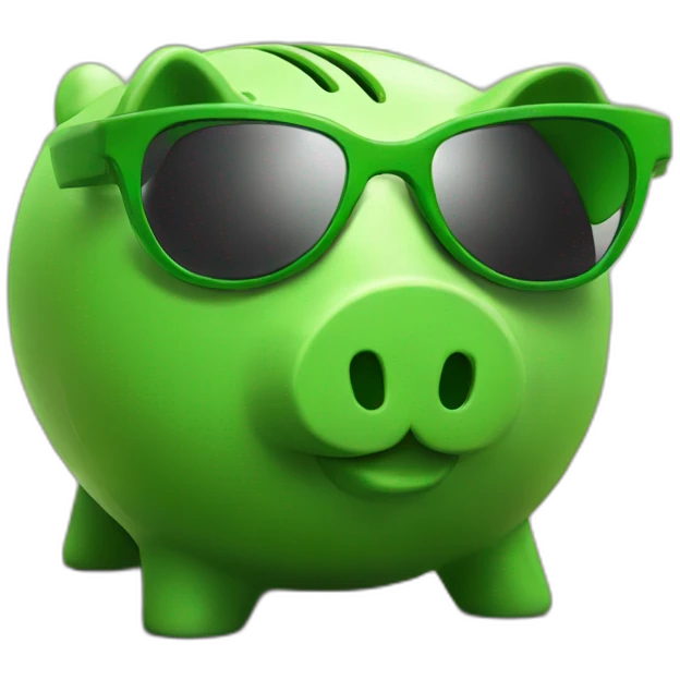 green piggybank with sunglasses emoji