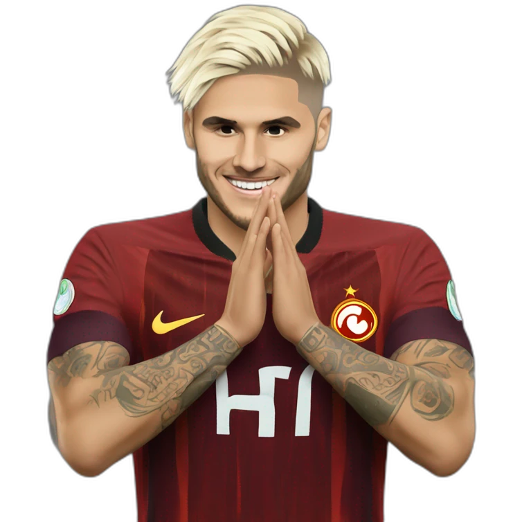 Galatasaray Mauro Icardi Goal Celebration Pose With Hand Behind Blonde Hair emoji