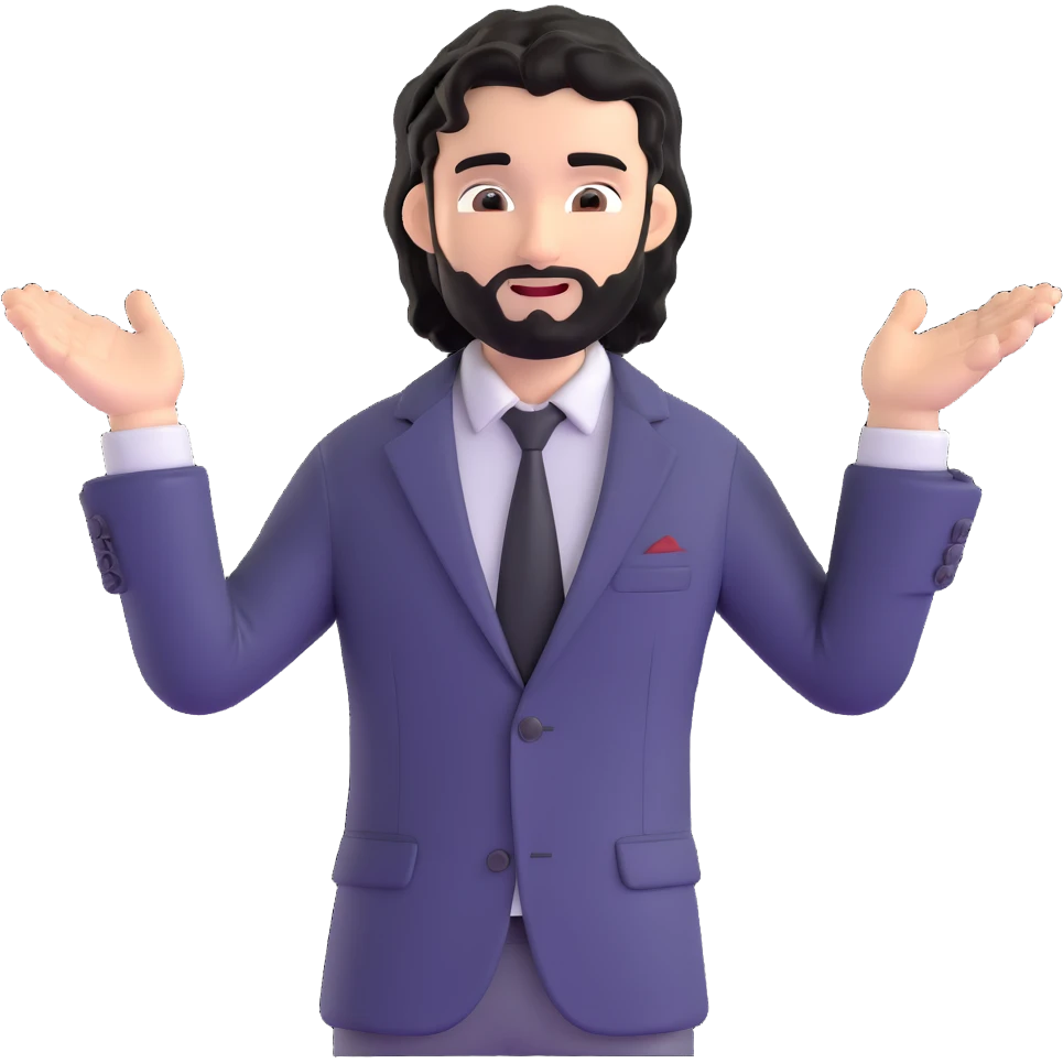 Business strategist with black wavy hair, stubble, chiseled face, wearing blazer and button-up shirt, leading a dynamic leadership workshop, engaging with a circle of participants, energetic teaching pose emoji