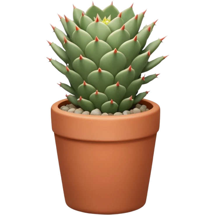 A ceramic pot in a pastel terracotta color, shaped like a cylinder, the pot is tall and contains an Acanthocalycium Glaucum cactus plant. emoji