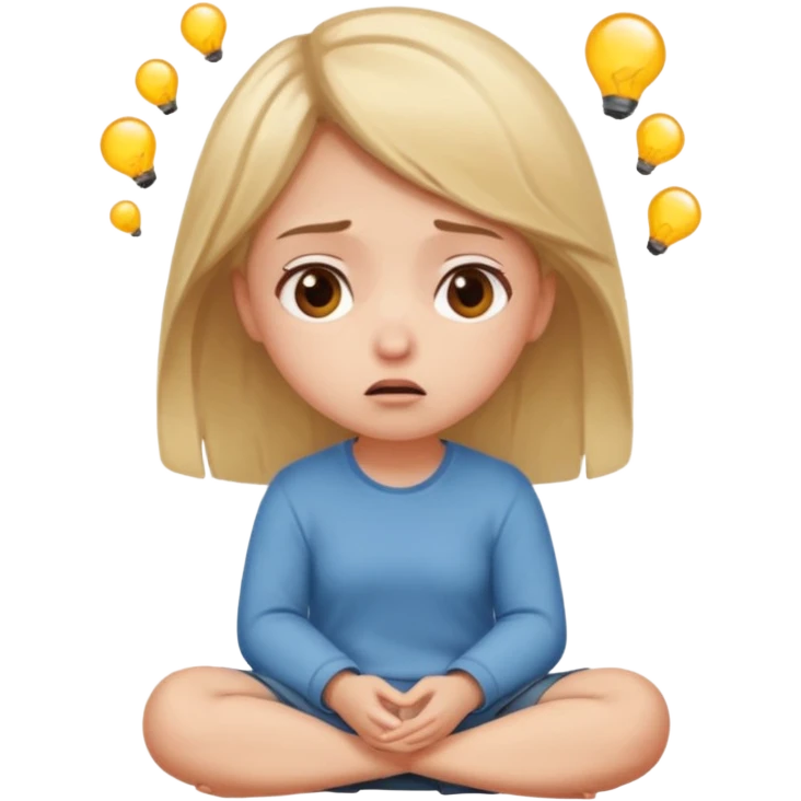 Девушка со светлыми волосами сидит и не может разобраться со своими мыслями  emoji
