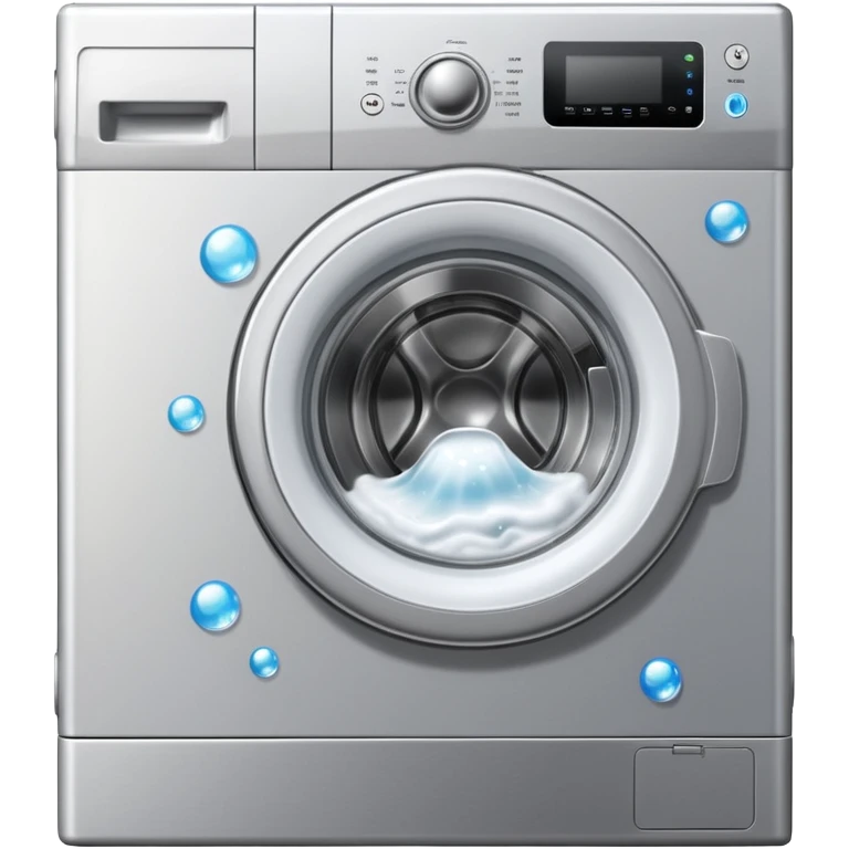 washing machine with door open and bubbles emoji