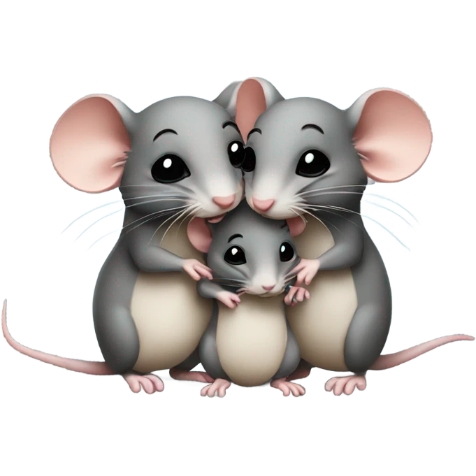 family of baby rats hugging each other  emoji