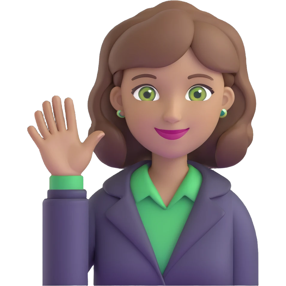 happy teacher with light brown hair and green eyes emoji