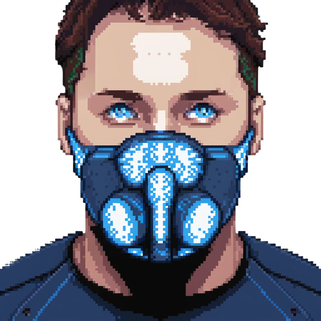 Pixelated blue VO2 max testing mouthpiece, simple design emoji