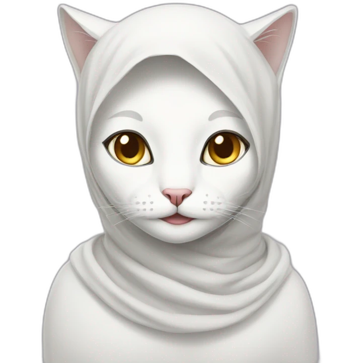 White cat wearing a hijab  emoji