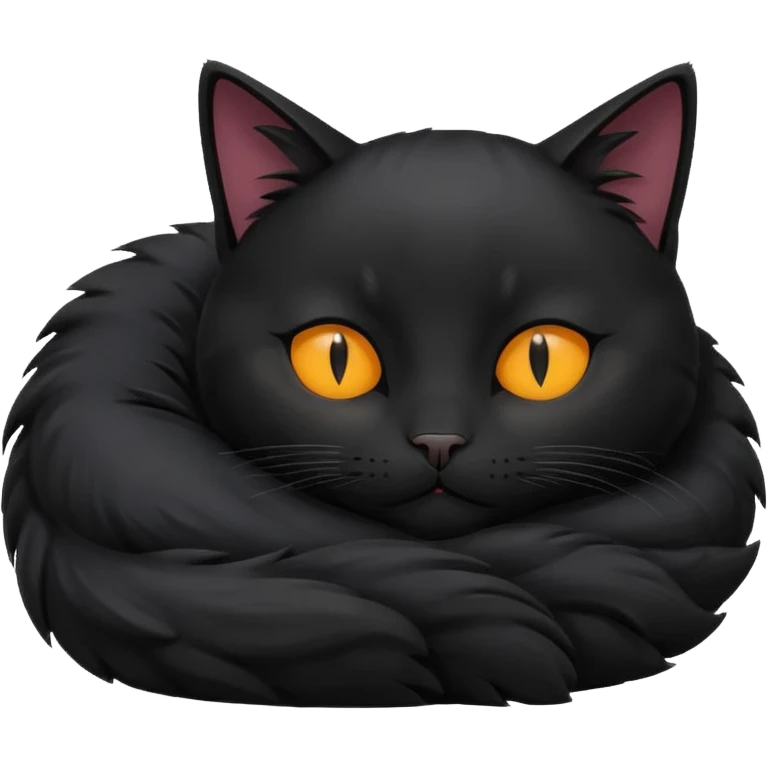 a black cat curled up sleeping  emoji