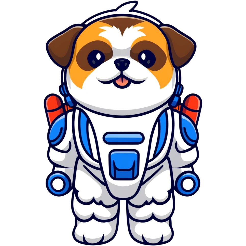 Shih tzu wearing a jet pack emoji
