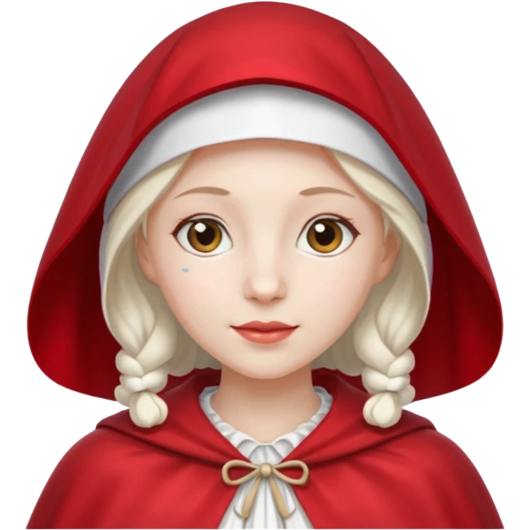 Handmaids tale Caucasian wearing white bonnet and red cape emoji emoji