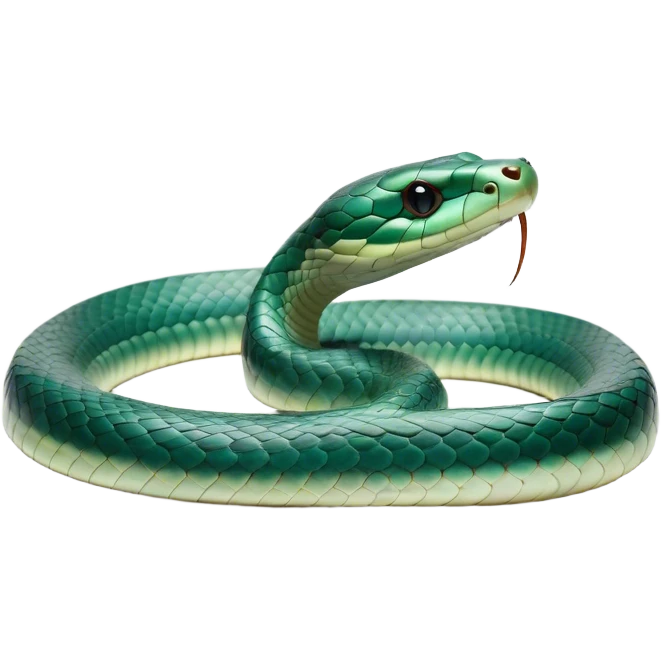 Cinematic Noble Chinese Water Snake Portrait Emoji, Poised and graceful, with a slender, sinuous build and a sleek, iridescent coat of muted greens and blues, deep-set soulful eyes, Simplified yet sharp and sophisticated features, highly detailed, glowing with a soft, dignified aquatic glow, high shine, intelligent and fluid, stylized with an air of waterborne elegance, focused and attentive, soft glowing outline, capturing the essence of a watchful and confident water snake that feels as though it could glide out of the screen with effortless authority! emoji