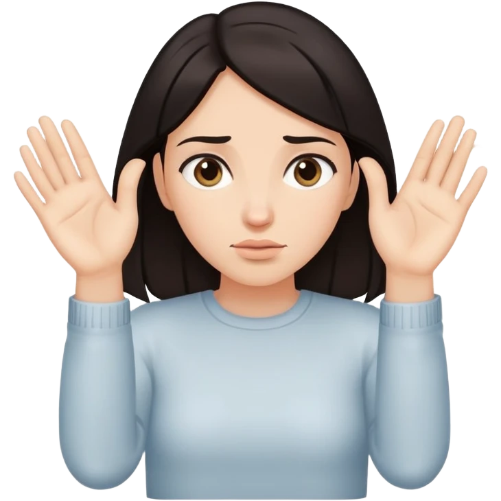 Woman with dark hair, both hands gripping downward as if holding onto something, isolated figure with no water emoji