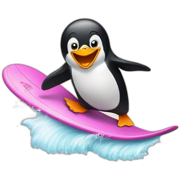 Penguin surfing emoji