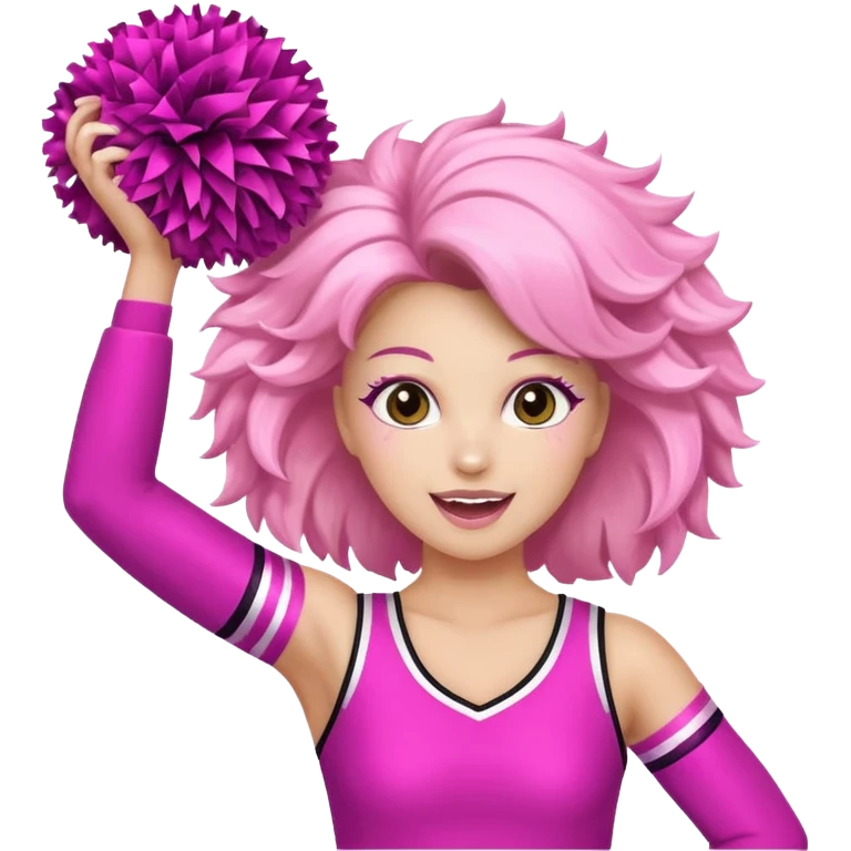 football cheerleader, holding big cheering poms, pink and twinkle emoji