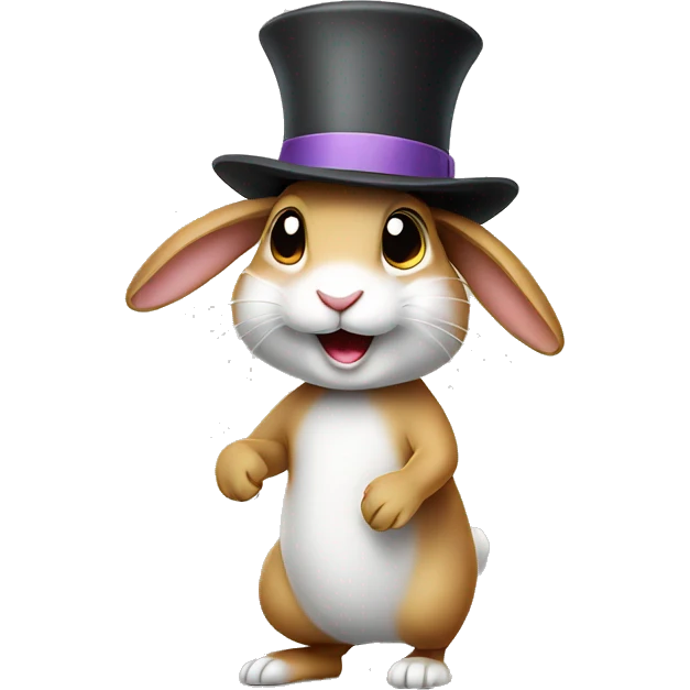 rabbit stands on two legs with hat emoji