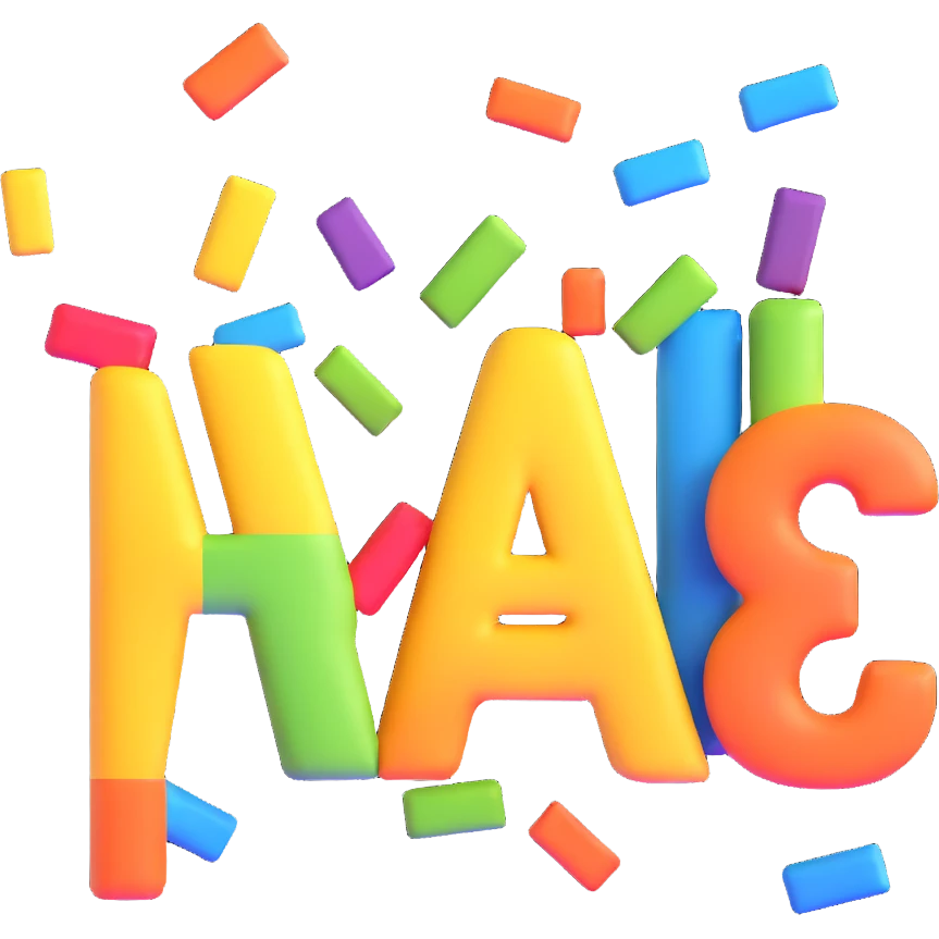 dimensional text inscription, floating cartoon letters, perspective view, bright colorful, lively atmosphere emoji