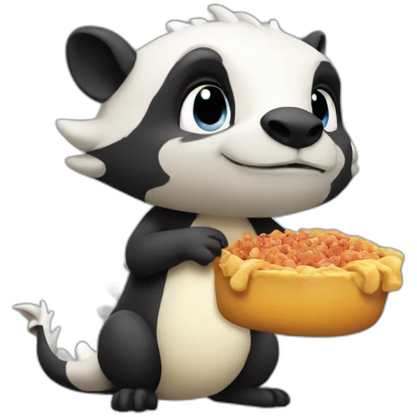 half-badger half-dragon thinking of food emoji