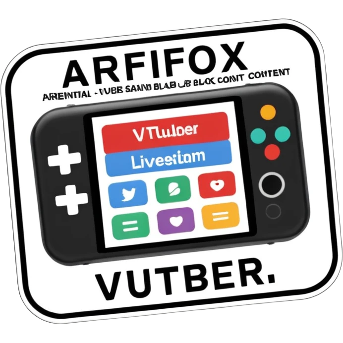 A sticker that reads : “Arifox_vt livestream vtuber hangout” that mimics the “parental advisory explicit content stickers” emoji
