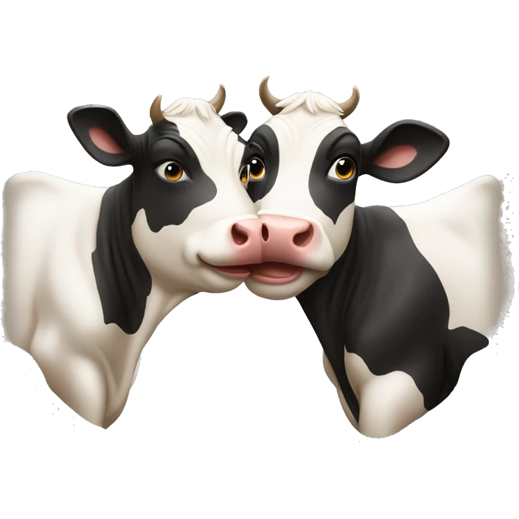 two cow kiss each other emoji
