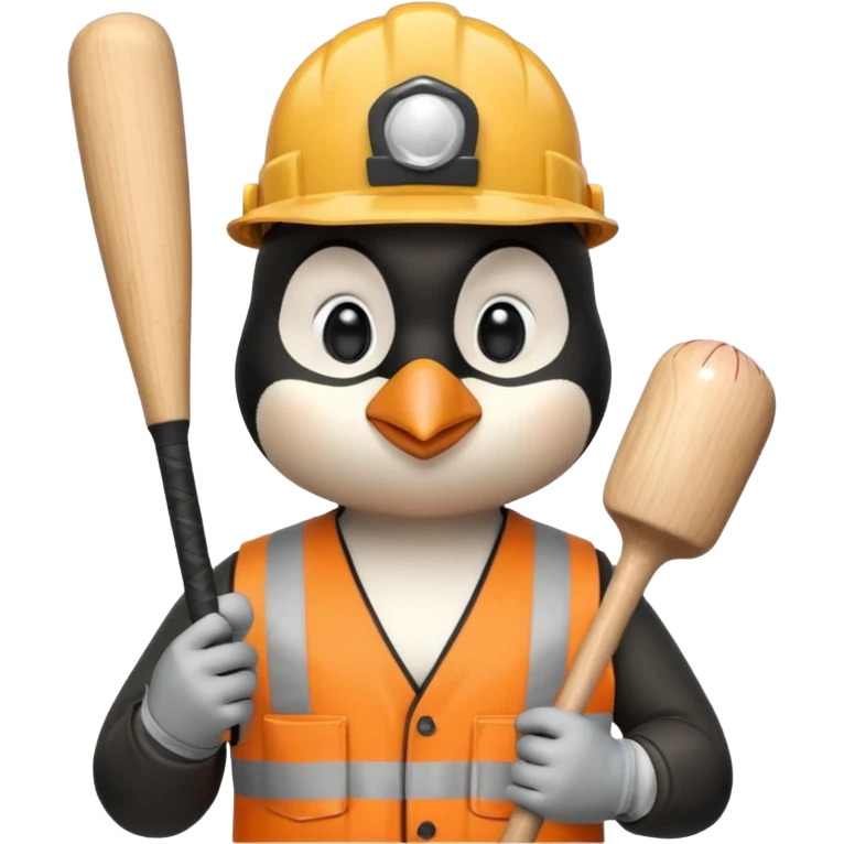 Penguin Construction Worker baseball bat emoji