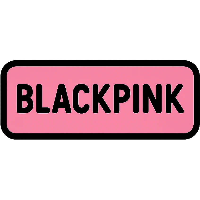 BLACKPINK-inspired object, black and pink colors, outlined and colorful icon design emoji