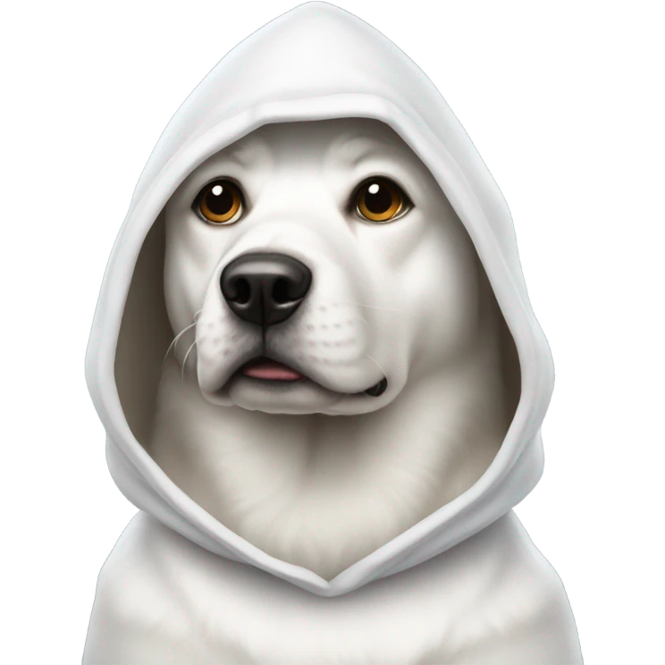A dog that is all white with a hood emoji