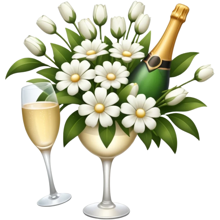 arranjos de flores num buque cor champagne e branco   emoji