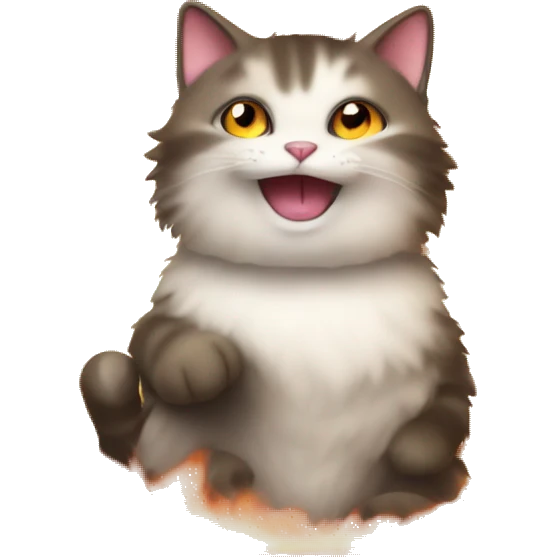 Fluffy cat saying okay on fire emoji