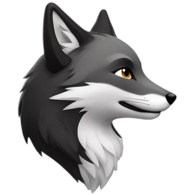 Full Blacknwhite fox side view  emoji