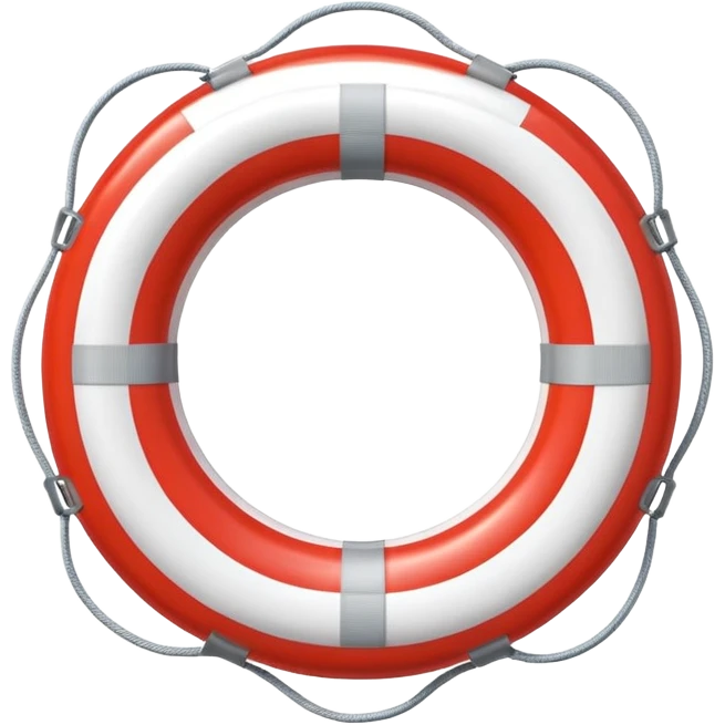lifebuoy object icon, red and white float ring, glossy plastic texture, pool safety equipment, 3D cartoon, mobile game icon style, centered, clean background, no text, no watermark
 emoji