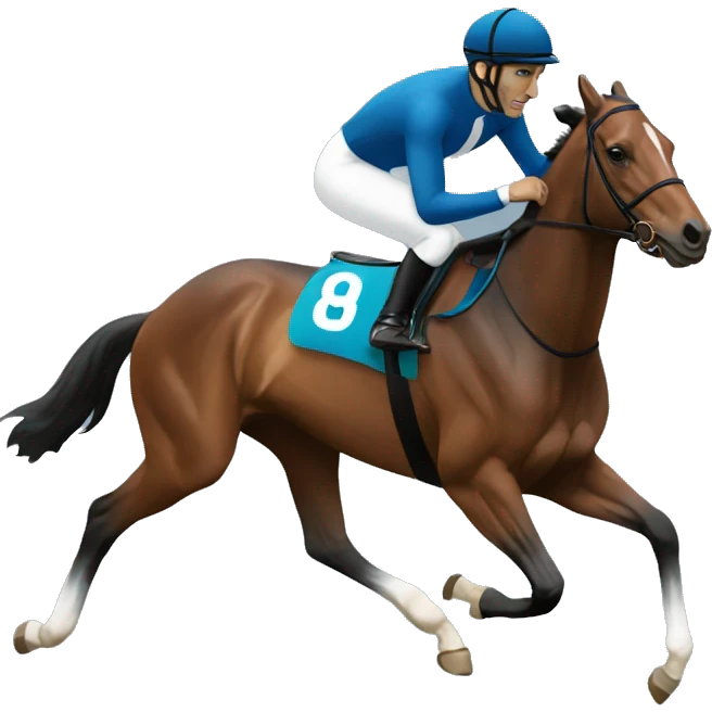 Jockey with blue jacket and white armbands emoji