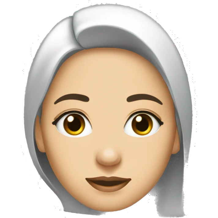 mujer medico de pelo suelto largo lacio color negro, ojos delineados negros emoji