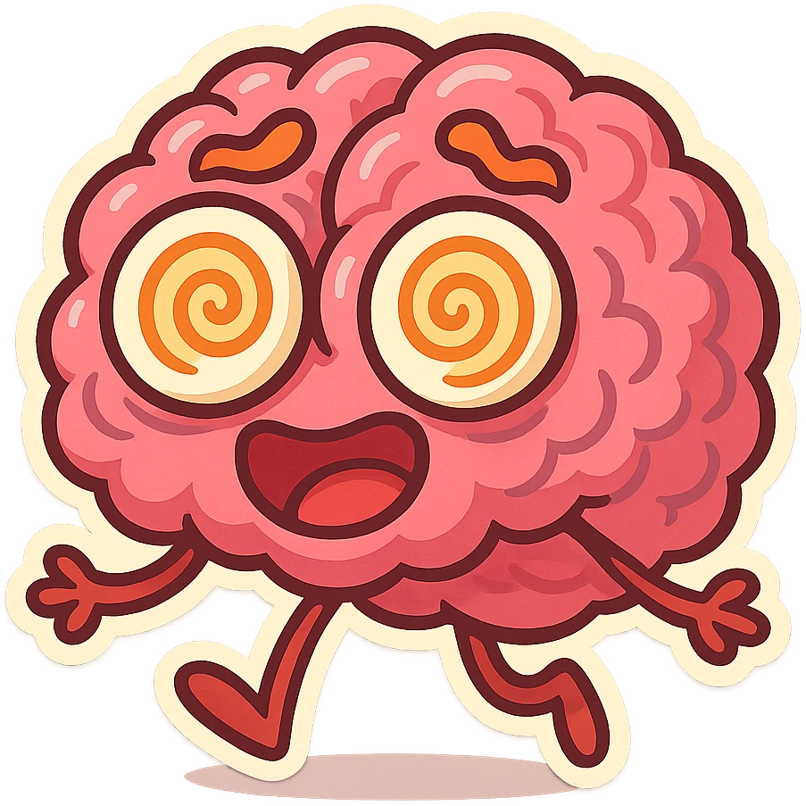 exaggerated brain with wild eyes, zany, fun, vibrant colors emoji