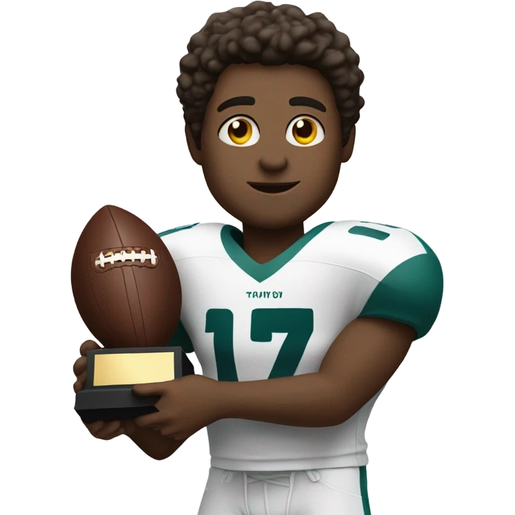White Football player in jersey number 17, holding a trophy emoji