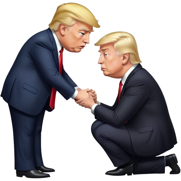 Donald Trump bowing down to King Elon Musk emoji