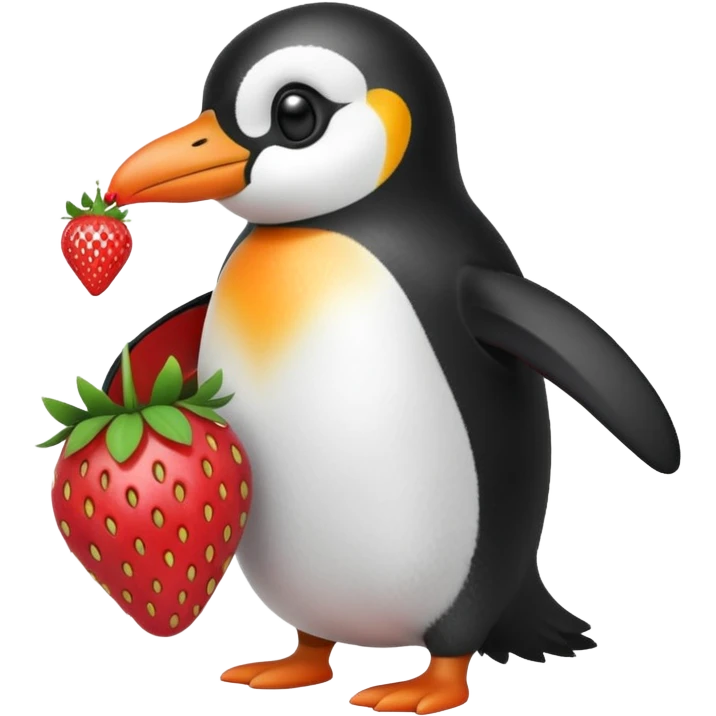 Penguin strawberry emoji