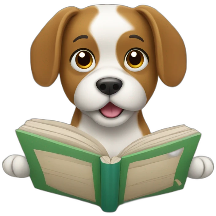 dog reading book emoji